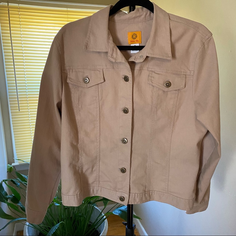 Ladies tan denim jacket Sz 16